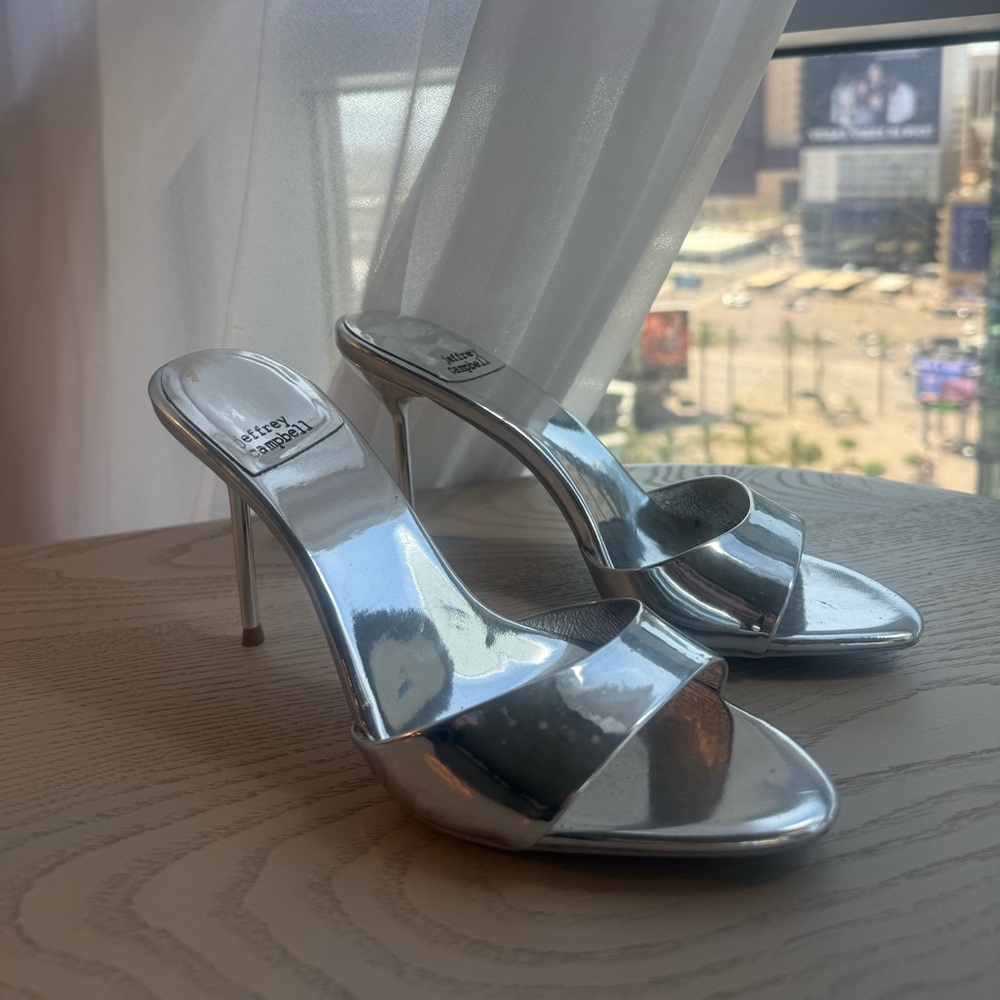 Metallic Silver Women's Stiletto Mules